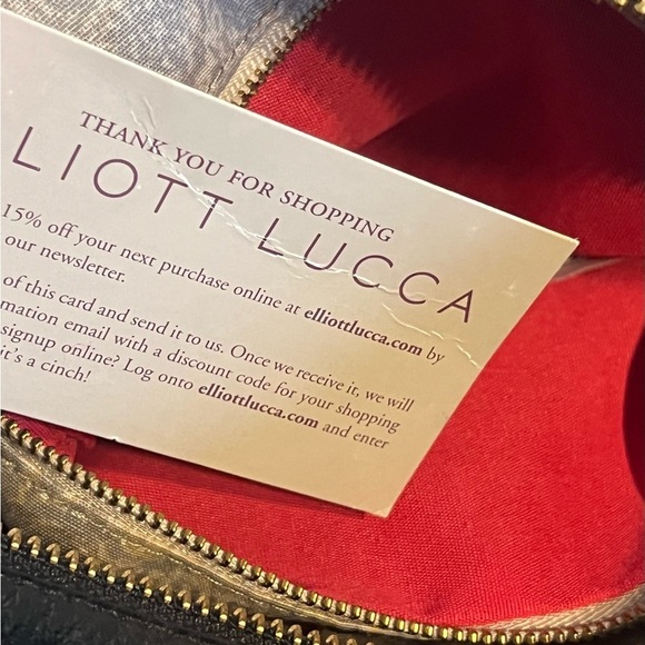 ELLIOTT LUCCA BLACK CRINKLE LEATHER CROSSBODY BAG WOVEN FRONT - Picture 13 of 14